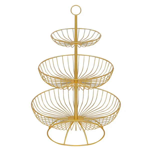 3-Tier Metal Fruit Basket Fruit Bowl Vegetable Fruit Bowl Fruit Cake Display Stand Compatible with Kitchen Table Decoration Fruit Wire Shelf Storage 