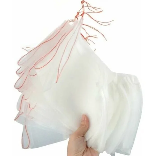100 stk insektresistente nettingposer - hvite nettingposer for å beskytte blomster og frukt