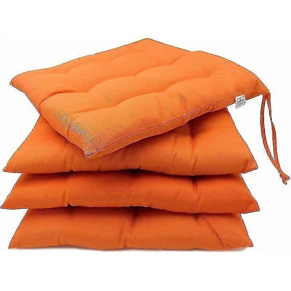 New Set of 4 Garden Chair Cushions, 40x40 cm, Orange