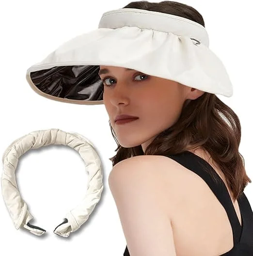 Dam Visir, Anti UV Visir Mössa, Visir Mössa, Bred Brätte Strandhatt, Solskydd Mössa, UPF50+, för Utomhus Fritid, Strand Resor, Löpning