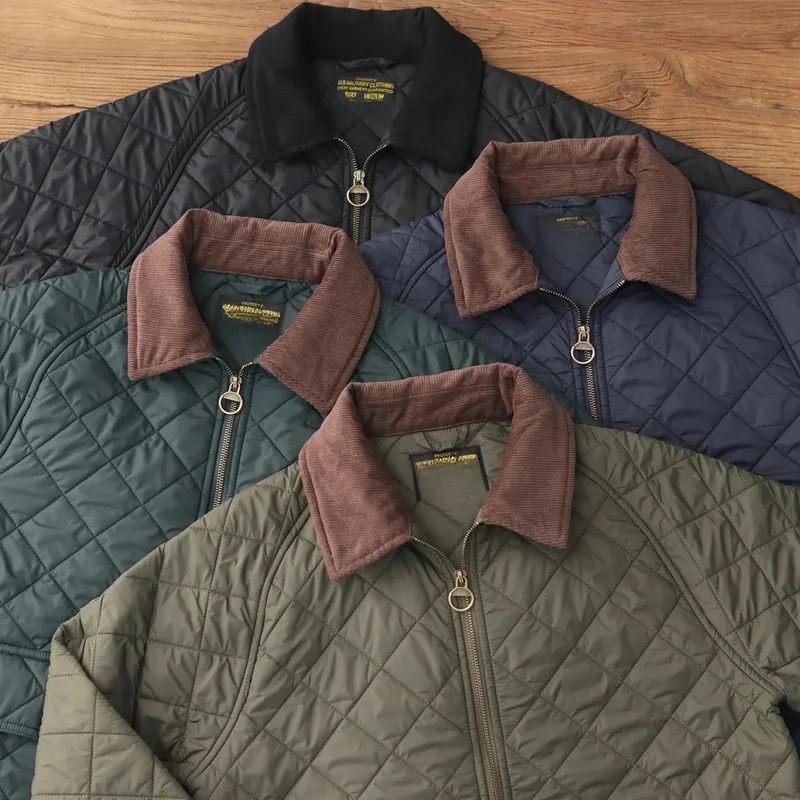 AliExpress - 2024 Winter New American Retro Langarm Revers Dom Steppjacke Herren Einfacher 100 % Polyester Dicker lässiger Mantel mit mehreren Taschen