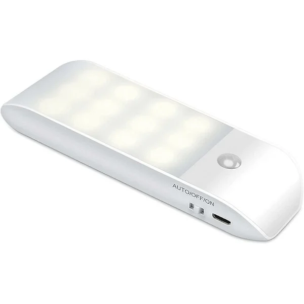 Automatic LED Night Light, USB Rechargeable Motion Sensor Night Light, ON/AUTO/OFF, Natural White Wardrobe Light, Magnetized, for Living Room, Bedroom