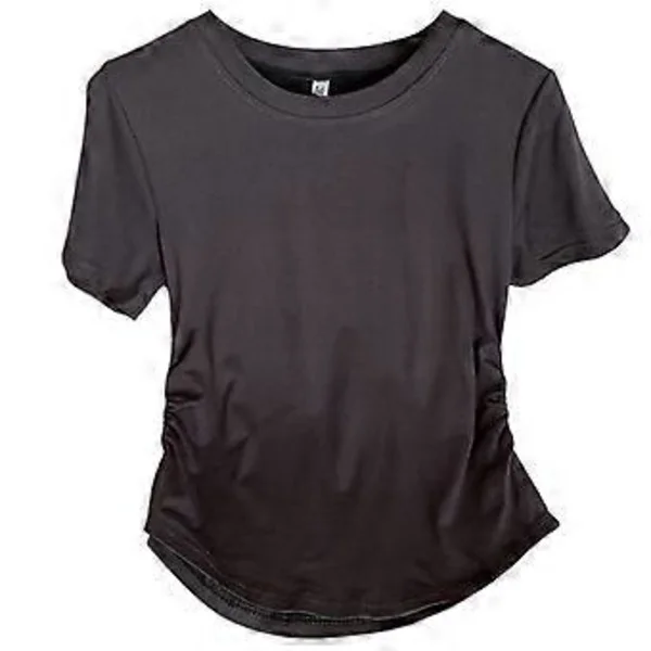 【DENGTU】Dam Sommar Crop Top T-shirt Casual Rund Hals Kortärmad Skjorta Blusar Sexig Slim Fit Tee Top Streetwear Presenter Mörkgrå