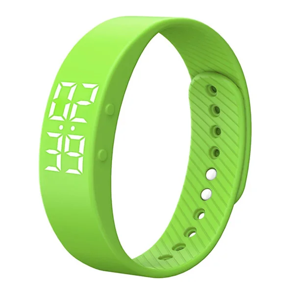 Ikke-Bluetooth Ur Skridttæller Digital Skridttæller Kalorietæller Distance Aktivitetsmåler Alarm LED Fitnessur Vandafvisende (GRØN)