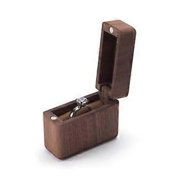 Vigselring Box Trä Ringbox för Frieri Rustik Mr & Mrs Snida Förlovningsring Hållare Gåva för Bröllopsceremoni Dekor