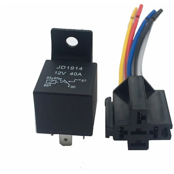 12V 40A AMP 5 SPDT Car Truck Auto Relay with 5-Pin Socket 5-Wire for GPS Lamp Fan Air Conditioner, Sunny
