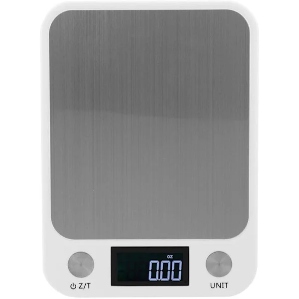 Kjøkkenvekt, matvekt, mini bærbar digital elektronisk kjøkkenvekt i rustfritt stål, koketilbehør for baking og veiing, 5 kg/1 g (hvit)