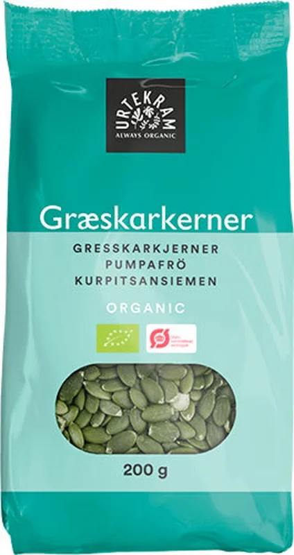 Urtekram Græskarkerner Ø 200 g, Helse & Madvarer, Kerner & Frø, Kerner