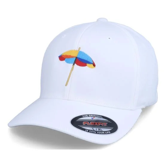 Iconic - White flexfit Lippis - Summer Umbrella Sunshade White Stretch Fit @ Hatstore