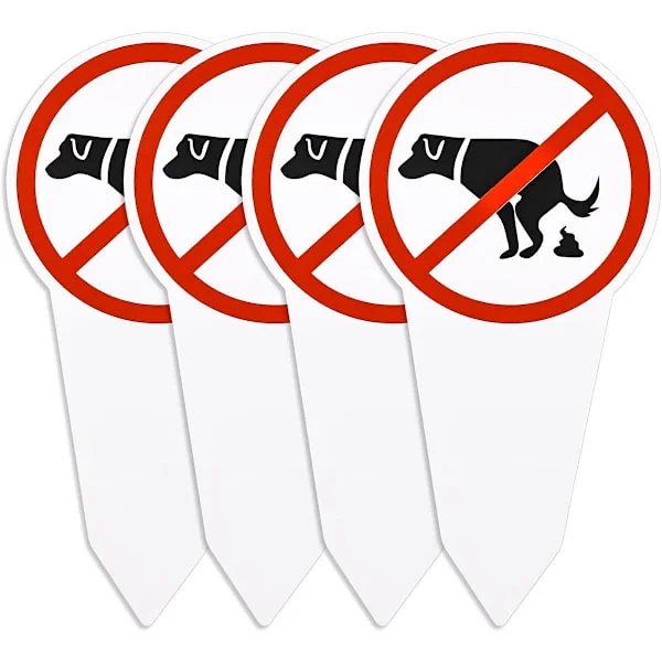 Hundskylt - Ingen hundtoalett här - 4 stycken - Inga hundtoalettskyltar - Hundbajs - Hundhage - Skylt för hundar och hundar (bt)