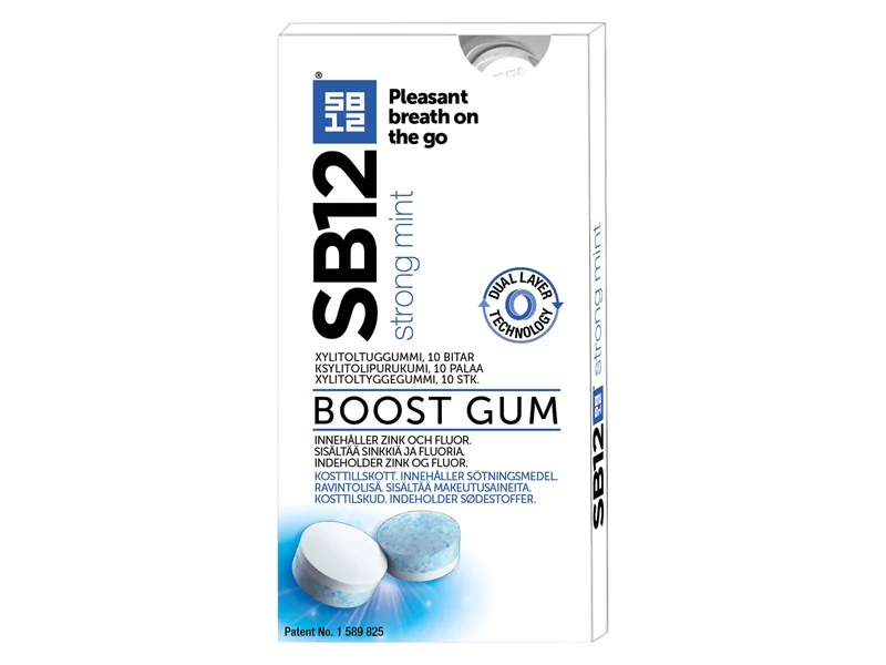 SB12 Boost Tyggegummi Strong Mint, 10 stk.