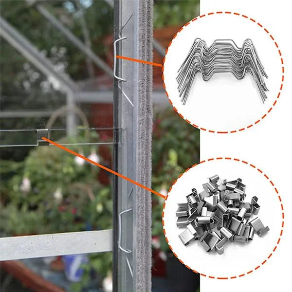 Z-klemme: 50 stk + W-klemme (162*95*30mm): 50 stk drivhus glasspanel festeklemmer for drivhus glassrom dobbel hall mesh panel værbestandig grønn