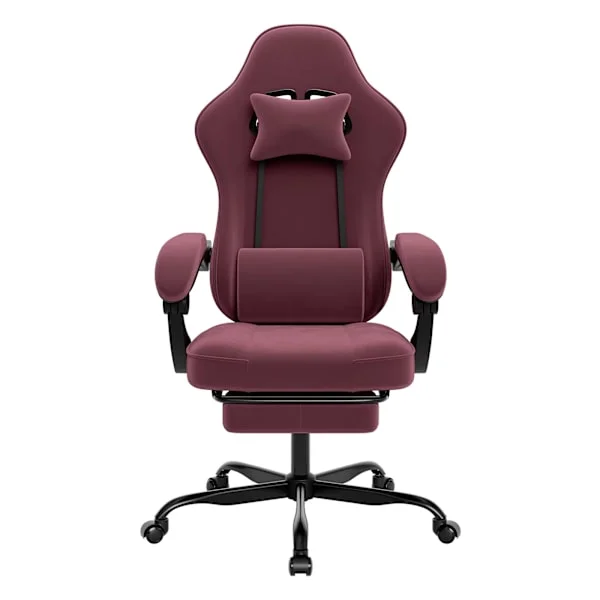 PC-pelituoli jalkatuella - Ergonominen työtuoli, säädettävä ristiseläntuki kilpa-autosuunnittelulla - Punainen