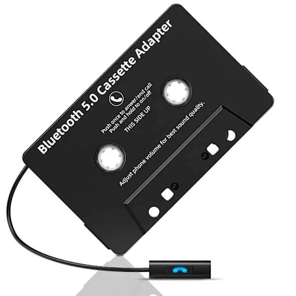 Bluetooth Kassetteadapter 5.0 til Bilradio, Trådløs Modtager med Håndfri Opkald, Sort