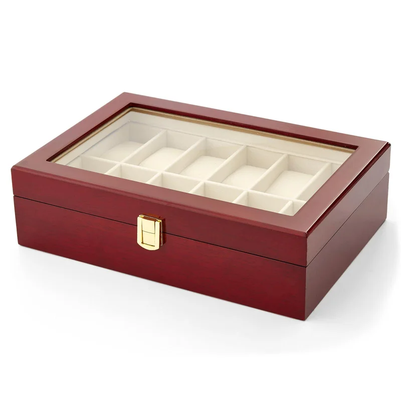 Red Wood Case - 12 Watches for Men - Watch boxes
