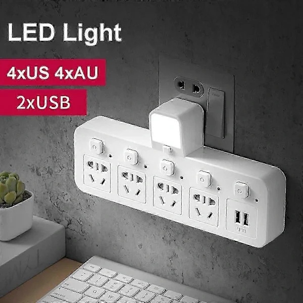 4-suuntainen jatkojohto monitoimipistorasia USB-jatkojohto seinäpistorasia jatkojohto erillisellä kytkimellä ja LED-valolla