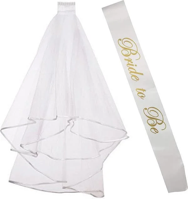 Utkledningssett for utdrikningslag - Bride to be-sett - Utdrikningslag - Skjerf - Brud - Slør - Dekor - Pynt