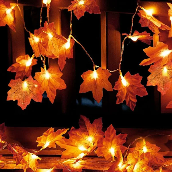 3m 20 LED Lönnlöv Ljusslinga, Batteridriven, Höst- och Juldekoration, Höstgirlang