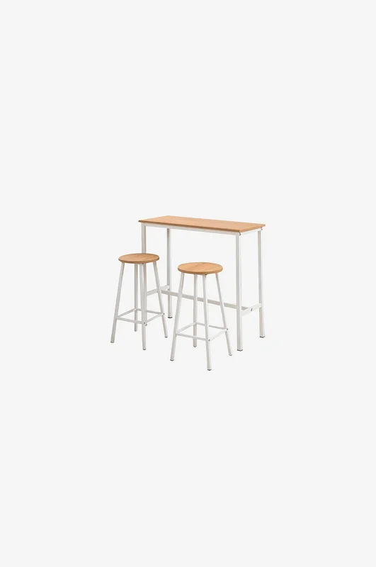 Hanah Home - Baaripöytä & baarijakkara setti Diana - Valkoinen - Ruokailuryhmä 2 hengelle - - Homeroom