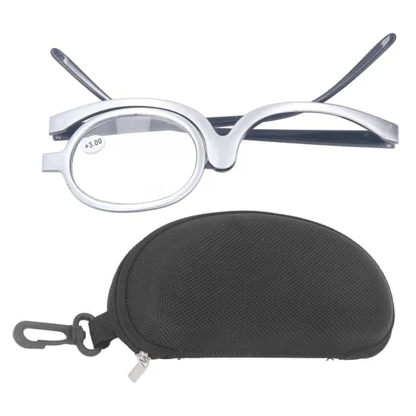 Forstørrende make-up briller, foldbare enkeltlinse øjenmake-up briller til kvinder, bedstemor +3.00