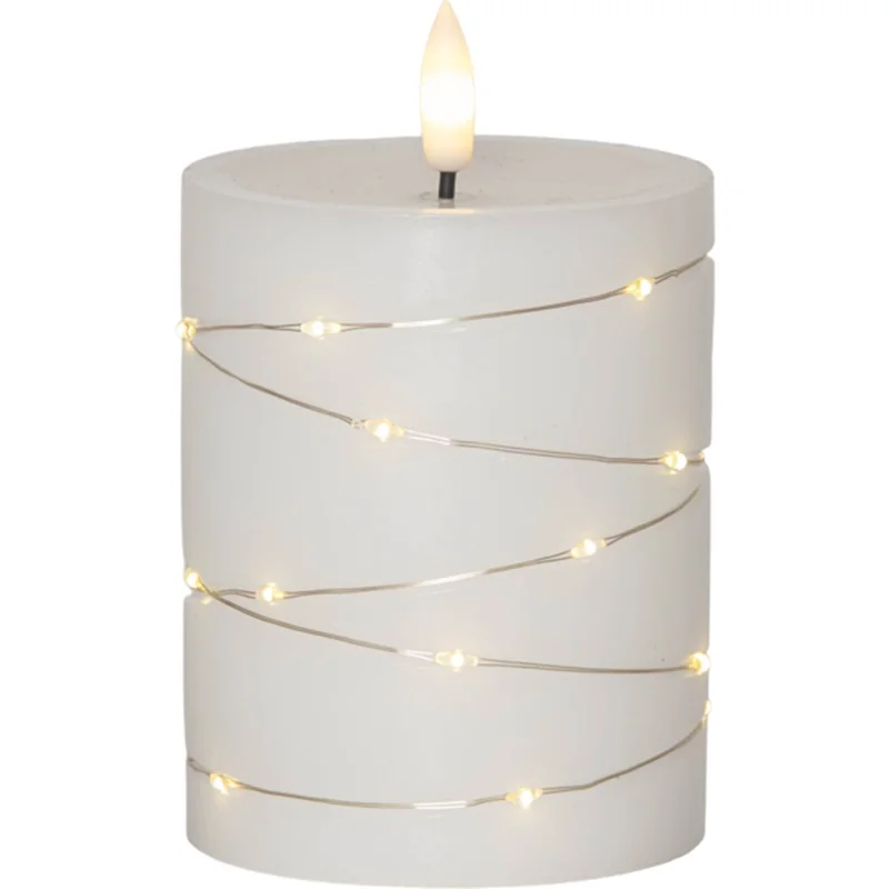 Star Trading - LED-lys LED Blockljus Flamme Dew 061-94 Hvit