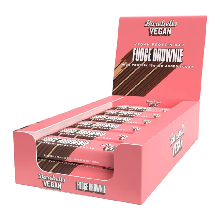 Veganske barer 12 x Barebells Vegan Protein Bar 55 g, Fudge Brownie - Bodyman.dk