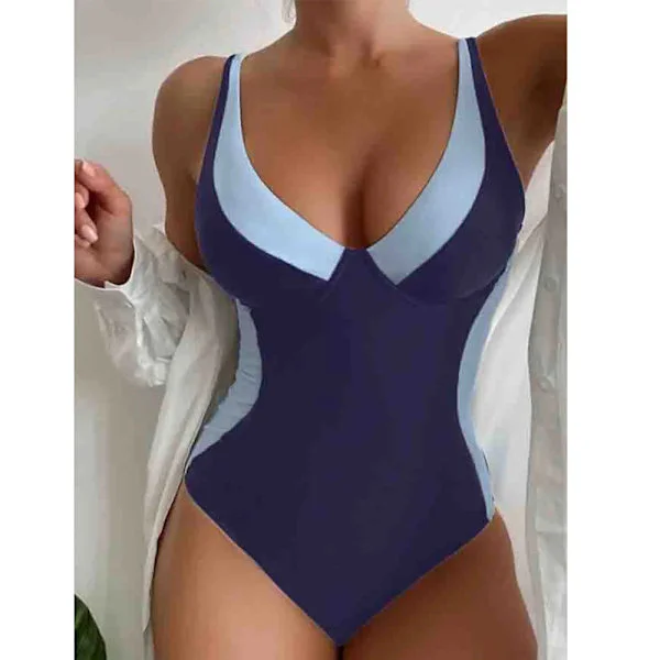 Dam Baddräkt En Del Baddräkt Monokini Badkläder Sommar Strandkläder Blå
