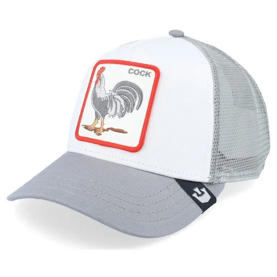 Goorin Bros. - The Cock White/Light Grey A-Frame Adjustable Trucker White Cap - @ Hatstore