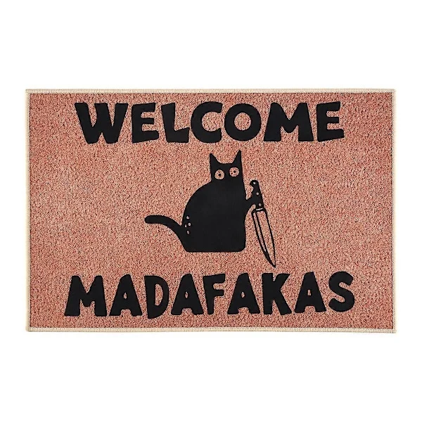 Mørk Katt Velkommen Madafakas Full Print Dørmatte Morsom Dørmatte Hjemmeinnredning Kjøkken Baderomsdekor Gi Peo