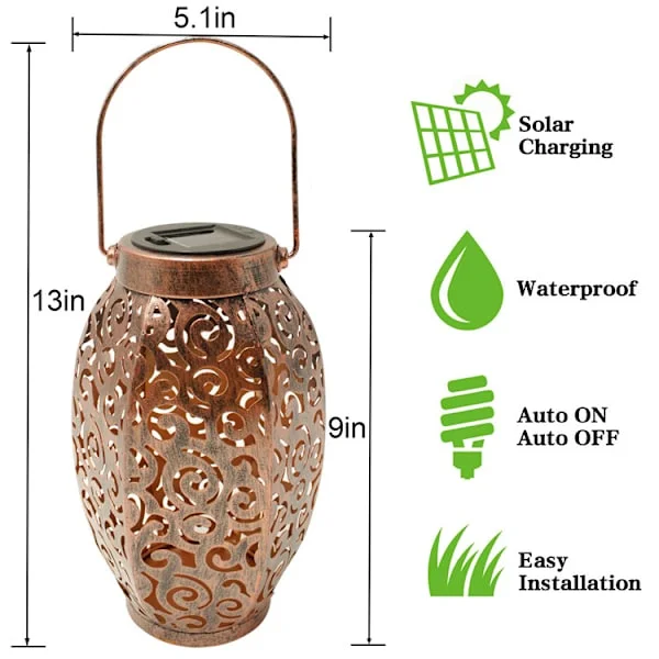 Solarlampe Utendørs Hage Jern Hengende Lampe Jern Projeksjonslampe Hul Gressplen Hage Hagearbeid Hengende Lampe Lucky Cloud Jernlampe