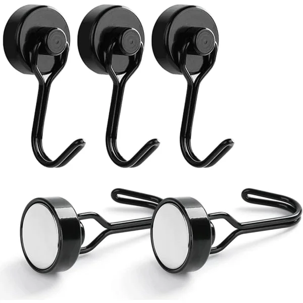 Magnetic Hooks, 5-pack, Strong Magnetic Hooks 30kg, Neodymium Magnetic Hooks for Refrigerator