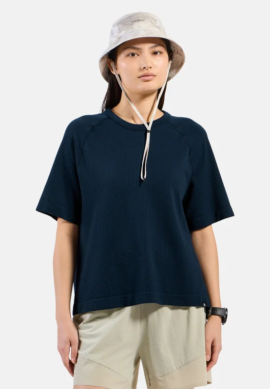 Odlo Cubic Merino T-Shirt für Damen, L, marineblau