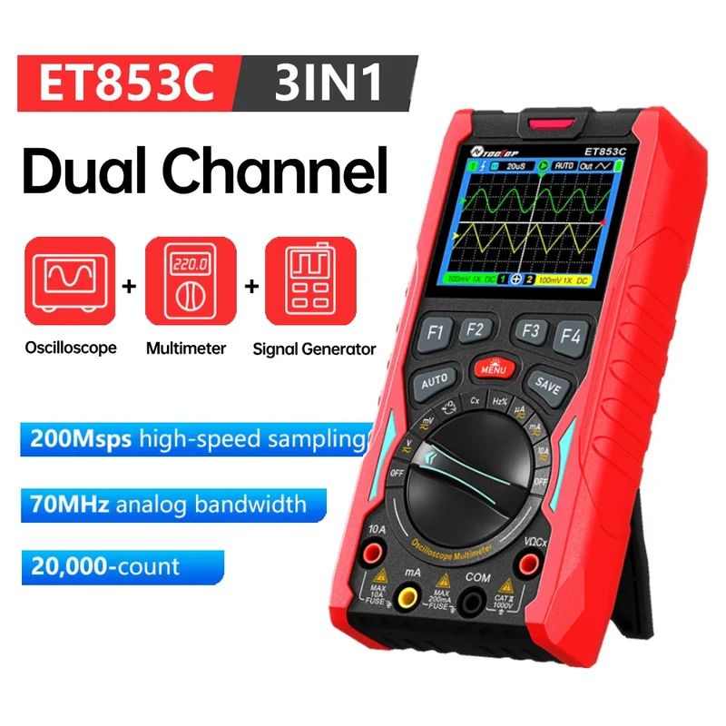 AliExpress - TOOLTOP ET853C Digitale Oscilloscoop 2CH 70Mhz Digitale Multimeter 20000 Telt Signaalgenerator DIY Elektrische Diagnostische Hulpmiddelen