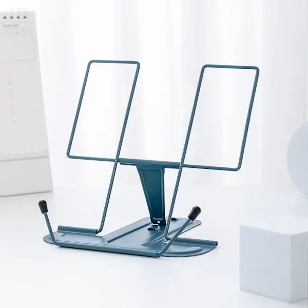 Bogstøtte til læsning, Bogstøtte til køkken, Justerbar metalholder til skrivebord Lærebog Materiale Tablet Bogstøtte til display (Marineblå)
