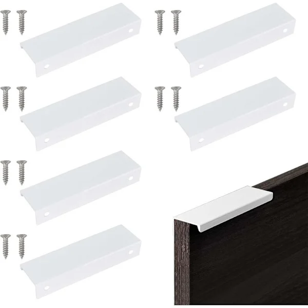 Möbelhandtag, Set med 6 Vita Kökshandtag, Osynligt Kökshandtag, Kökskåpshandtag, Aluminiumlegering Kök