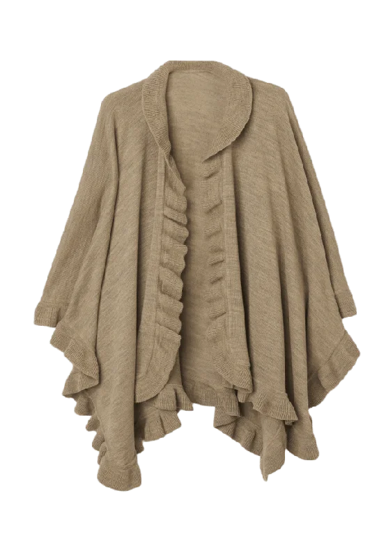 Å WOMAN Poncho med volanger SILJA Capes & ponchos Beige ONESIZE