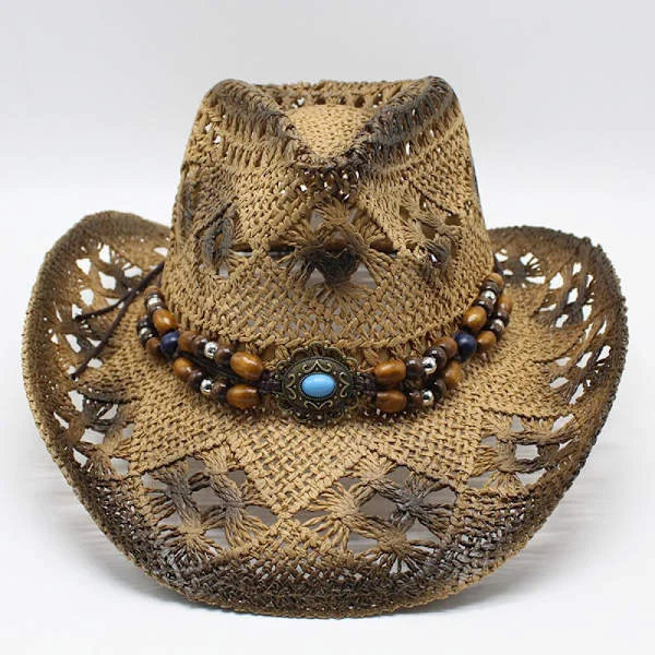 Cowboyhatt stråhatt herr sommarhatt westernhatt UV-skydd solhatt Panamahatt