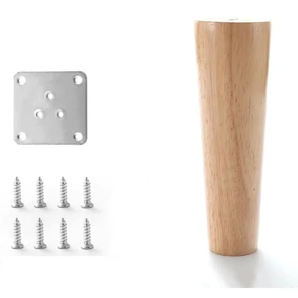 Sæt med 4 massive træsofaben, møbelben til lænestol, sengebord, garderobe, skuffe (højde 15 cm)