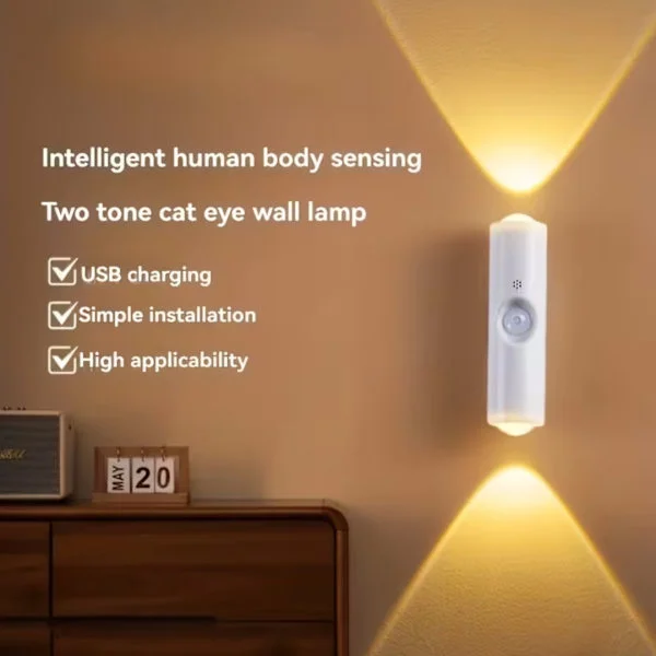 Bevegelsessensor Vegglampe, Bevegelsessensor Lys Innendørs, Smart Nattlys, Oppladbart Sensor Baderomslys, Magnetisk Monteringslampe for Soverom, 