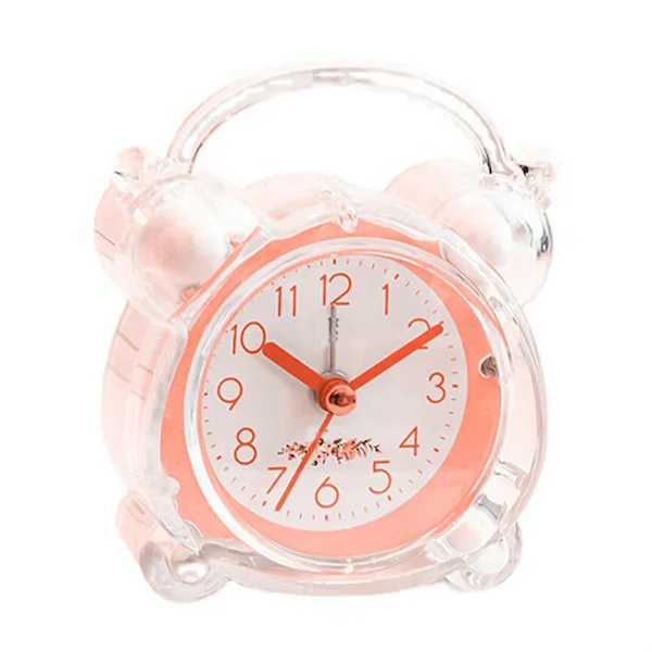 Tegneserie Stille Design Enkelt Oppsett Sterk ABS Dobbel Klokke Vekkerklokke for Nattbord Rosa