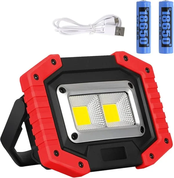 LED arbeidslys 30W USB oppladbart vanntett IP65 2000LM med stativ for camping