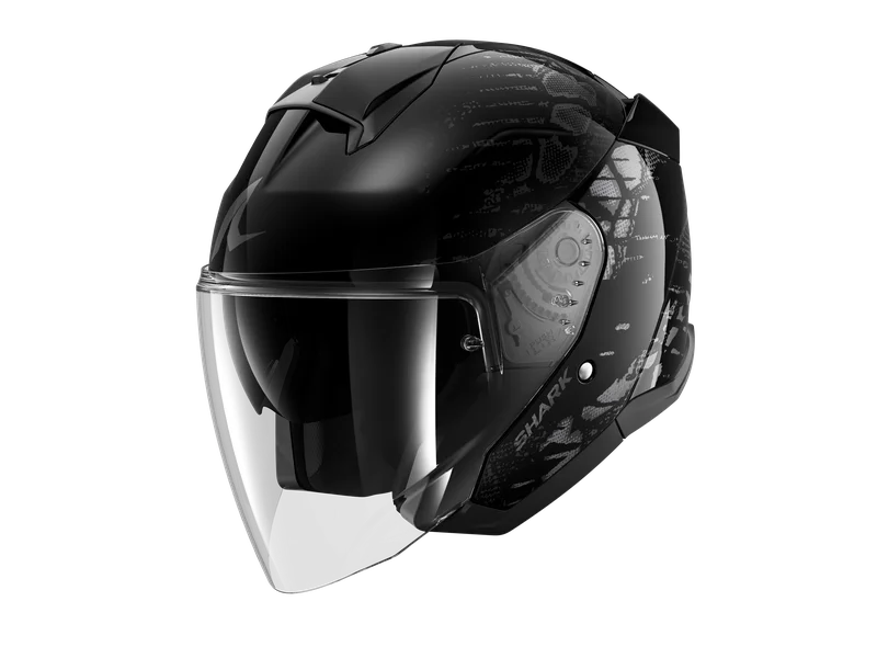 Casque Jet Shark Skwal Jet Reptaia Noir/Anthracite M