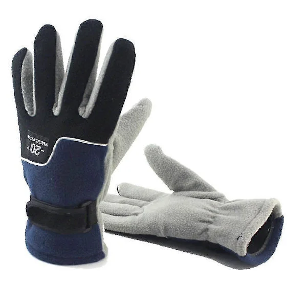 Outdoor Climbing Gloves Men And Women Winter Cycling Line Fleece Warm Ski Students Blue
