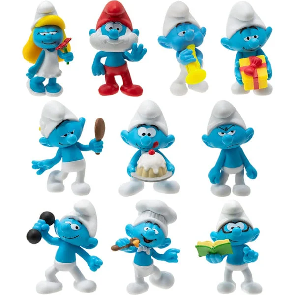 12-pak Smurf Figurer Legetøjsamling Modelpynt Kage Toppers Børnegaver