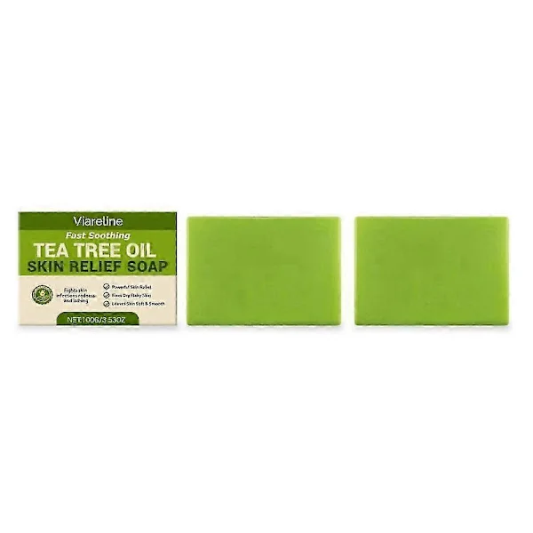 Tea Tree Soap Antifungal Antibacterial Treatment for Face & Body Acne, Athlete's Foot, Tinea, Folliculitis Ringworm Jock Itch (2pcs)