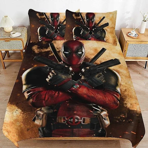 Søtt Anime Sengetøy med 3D-trykt Design, Lett Rominnredning, 1 Dynetrekk og 2 Putetrekk for Barn 135x200cm