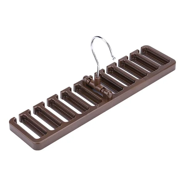 10-spors slipsbelte skjerf stativ organizer solid plast klesskap garderobe plassbesparende brun