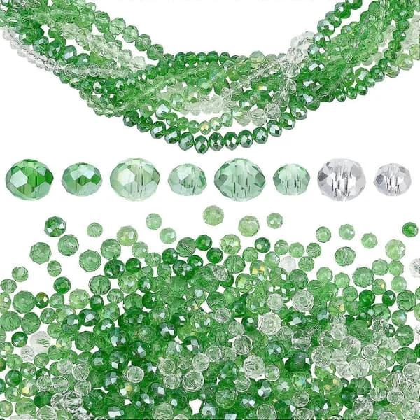 660 stk. Grønne Glasperler 6mm 8mm Rondelle Facetterede Perler Elektroplet Glasperler Krystal AB Farvebelagte Løse Perler Spacer Perle
