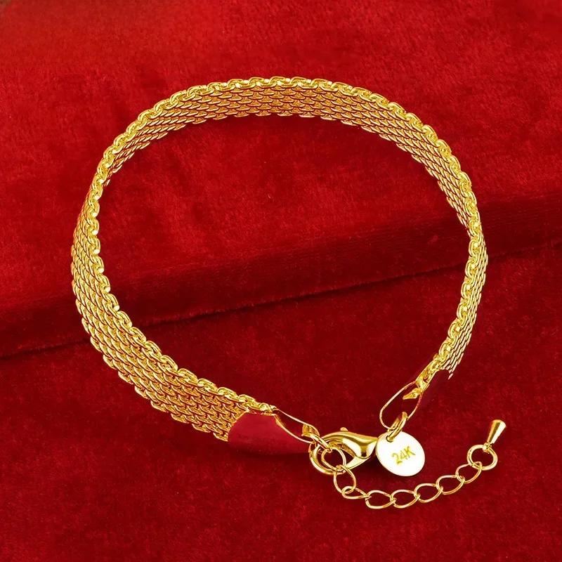 AliExpress - SHSTONE 24K Gold Armband Armband Für Frau Mann Geburtstag Party Hochzeit Verlobung Mode Charme Schmuck Breite 10mm Kette geschenk