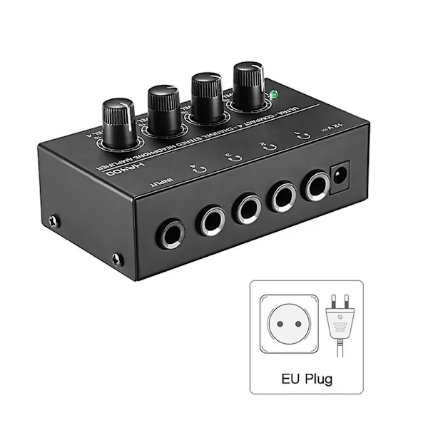 HA400 Stereo Ljudmixer Hörlursförstärkare 4 Kanaler RCA-ingångar Separata Volymkontroller med Strömadapter US/ [DB]